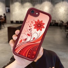 HONTINGA iPhone Se 2022 ile Uyumlu Kılıfı Düşüme Önleyici Basitlik Anti Düşme Kamera Korumali Güzel Çiçek Bordo Desen Yumuşak Silikon Telefon Kılıfı Kadın ve Erkek Için Uygundur K2-7127