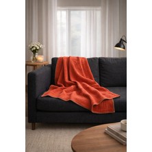 Stelo De Maro Joy  Pamuk 4 Kat Müslin Throw Tv Battaniyesi & Koltuk Şalı Kiremit