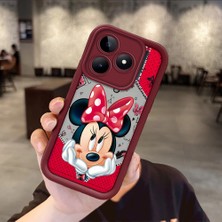HONTINGA Realme C53 ile Uyumlu Kılıfı Düşüme Önleyici Basitlik Anti Düşme Kamera Korumali Karikatür Bordo Desen Yumuşak Silikon Telefon Kılıfı Kadın ve Erkek Için Uygundur K2-7132