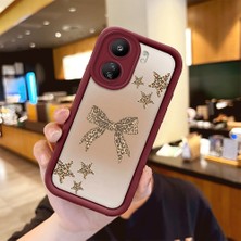 HONTINGA Poco C65 ile Uyumlu Kılıfı Düşüme Önleyici Basitlik Anti Düşme Kamera Korumali Düğme Bordo Desen Yumuşak Silikon Telefon Kılıfı Kadın ve Erkek Için Uygundur K2-7128