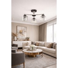 ESSLİGHT CEMRE 3 LÜ PLAFONYER AVİZE (KRİSTAL TAŞLI) MODERN DEKORATİF AYDINLATMA