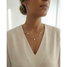 Aytens Takı Gerçek Kültür Incisi Dorika Detaylı Gold Renk Çelik Kolye 40CM Kararmaz