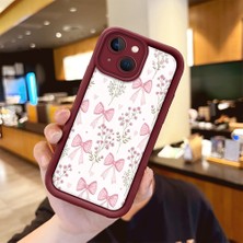HONTINGA iPhone 14 Plus ile Uyumlu Kılıfı Düşüme Önleyici Basitlik Anti Düşme Kamera Korumali Süs Eşyası Bordo Desen Yumuşak Silikon Telefon Kılıfı Kadın ve Erkek Için Uygundur K2-7133