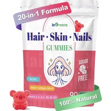inGreens Hair.skin.nails Gummies 90 Çiğnenebilir Tablet 20 Içerik 1 Arada