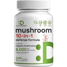 Deal Supplement Organic Mushroom 10 In 1 Defense Formula  8.000 Mg - 240 Caps.