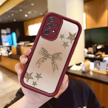 HONTINGA Samsung Galaxy A72 ile Uyumlu Kılıfı Düşüme Önleyici Basitlik Anti Düşme Kamera Korumali Düğme Bordo Desen Yumuşak Silikon Telefon Kılıfı Kadın ve Erkek Için Uygundur K2-7128