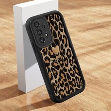 HONTINGA Samsung Galaxy A33 5g ile Uyumlu Kılıfı Düşüme Önleyici Basitlik Anti Düşme Kamera Korumali Pardalı Kalp Siyah Desen Yumuşak Silikon Telefon Kılıfı Kadın ve Erkek Için Uygundur K2-0250