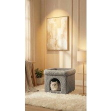 Eda Hacıoğlu Edam Bedding Group Teddy Kumaşlı Kedi Evi – Yumuşak Peluş Kapalı Kedi Yuvası, Sıcak ve Konforlu Kedi Kulübesi