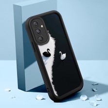 HONTINGA Samsung Galaxy M34 5g ile Uyumlu Kılıfı Düşüme Önleyici Basitlik Anti Düşme Kamera Korumali Güzel Hayvan Siyah Desen Yumuşak Silikon Telefon Kılıfı Kadın ve Erkek Için Uygundur K2-0252
