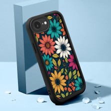 HONTINGA iPhone 16E ile Uyumlu Kılıfı Düşüme Önleyici Basitlik Anti Düşme Kamera Korumali Güzel Çiçekler Siyah Desen Yumuşak Silikon Telefon Kılıfı Kadın ve Erkek Için Uygundur K2-0249