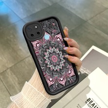 HONTINGA Realme C25Y ile Uyumlu Kılıfı Düşüme Önleyici Basitlik Anti Düşme Kamera Korumali Güzel Çiçekler Siyah Desen Yumuşak Silikon Telefon Kılıfı Kadın ve Erkek Için Uygundur K2-0249