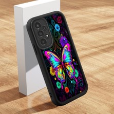HONTINGA Samsung Galaxy A13 4g ile Uyumlu Kılıfı Düşüme Önleyici Basitlik Anti Düşme Kamera Korumali Güzel Kelebek Siyah Desen Yumuşak Silikon Telefon Kılıfı Kadın ve Erkek Için Uygundur K2-0251
