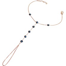 Mistik Silver 925 Ayar Gümüş Nazar Boncuklu Şahmeran Bileklik – El Yapımı, Ayarlanabilir Zincirli - Rose Renk