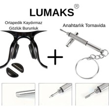 Lumaks Ortapedik Kaydırmaz Gözlük Burunluğu + Mini Anahtarlık Tornavida | Gözlük Sabitleme ve Tamir Seti