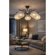 ESSLİGHT ELMAS 5 Lİ PLAFONYER AVİZE FÜME CAMLI MODERN DEKORATİF AYDINLATMA