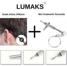 Lumaks Gözlük Kulak Arkası Silikonu + Mini Anahtarlık Tornavida Seti | Kaydırmaz Gözlük Sabitleyici