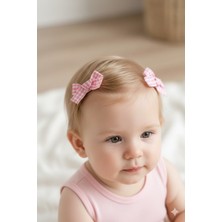 Ekoseli Mor ve Pembe 4'lü Kız Bebek Çocuk Tokası