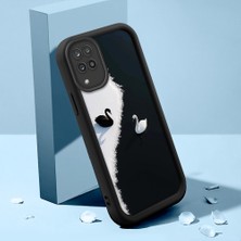 HONTINGA Samsung Galaxy M12 ile Uyumlu Kılıfı Düşüme Önleyici Basitlik Anti Düşme Kamera Korumali Güzel Hayvan Siyah Desen Yumuşak Silikon Telefon Kılıfı Kadın ve Erkek Için Uygundur K2-0252