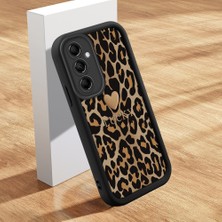 HONTINGA Samsung Galaxy M14 ile Uyumlu Kılıfı Düşüme Önleyici Basitlik Anti Düşme Kamera Korumali Pardalı Kalp Siyah Desen Yumuşak Silikon Telefon Kılıfı Kadın ve Erkek Için Uygundur K2-0250