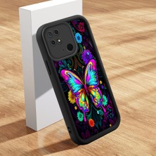 HONTINGA Xiaomi Redmi 10C ile Uyumlu Kılıfı Düşüme Önleyici Basitlik Anti Düşme Kamera Korumali Güzel Kelebek Siyah Desen Yumuşak Silikon Telefon Kılıfı Kadın ve Erkek Için Uygundur K2-0251
