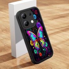 HONTINGA Xiaomi Redmi Note 13 ile Uyumlu Kılıfı Düşüme Önleyici Basitlik Anti Düşme Kamera Korumali Güzel Kelebek Siyah Desen Yumuşak Silikon Telefon Kılıfı Kadın ve Erkek Için Uygundur K2-0251