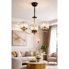 Esslight Ayla 3'Lü Eskitme Sarkıt Kristal Taşlı Avize Salon Mutfak Yatak Odası