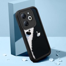 HONTINGA Infinix Smart 8 Pro ile Uyumlu Kılıfı Düşüme Önleyici Basitlik Anti Düşme Kamera Korumali Güzel Hayvan Siyah Desen Yumuşak Silikon Telefon Kılıfı Kadın ve Erkek Için Uygundur K2-0252