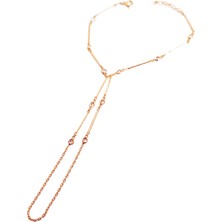 Mistik Silver Zirkon Taşlı Gümüş Şahmeran Bileklik – Uzun Çubuk Zincirli Tasarım - Rose Renk