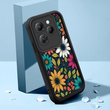 HONTINGA Infinix Hot 40 ile Uyumlu Kılıfı Düşüme Önleyici Basitlik Anti Düşme Kamera Korumali Güzel Çiçekler Siyah Desen Yumuşak Silikon Telefon Kılıfı Kadın ve Erkek Için Uygundur K2-0249