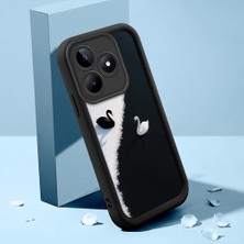 HONTINGA Realme Note 50 ile Uyumlu Kılıfı Düşüme Önleyici Basitlik Anti Düşme Kamera Korumali Güzel Hayvan Siyah Desen Yumuşak Silikon Telefon Kılıfı Kadın ve Erkek Için Uygundur K2-0252
