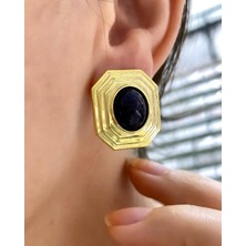 Mistik Silver Geometrik Çokgen Çember | Büyük Taşlı Küpeler | Minimalist Küpe | 925 Gümüş