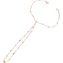 Mistik Silver Top Zincir ve Taşlı Gümüş Şahmeran Bileklik – Trend Gümüş Aksesuar - Rose Renk