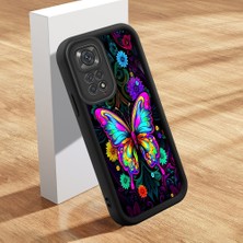 HONTINGA Xiaomi Redmi Note 11 ile Uyumlu Kılıfı Düşüme Önleyici Basitlik Anti Düşme Kamera Korumali Güzel Kelebek Siyah Desen Yumuşak Silikon Telefon Kılıfı Kadın ve Erkek Için Uygundur K2-0251