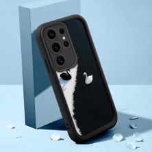 HONTINGA Samsung Galaxy S25 Ultra ile Uyumlu Kılıfı Düşüme Önleyici Basitlik Anti Düşme Kamera Korumali Güzel Hayvan Siyah Desen Yumuşak Silikon Telefon Kılıfı Kadın ve Erkek Için Uygundur K2-0252