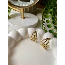 Vıp 14K Xuping Wave Taşlı Kaburga Küpe