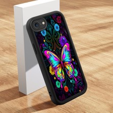 HONTINGA iPhone Se 2022 ile Uyumlu Kılıfı Düşüme Önleyici Basitlik Anti Düşme Kamera Korumali Güzel Kelebek Siyah Desen Yumuşak Silikon Telefon Kılıfı Kadın ve Erkek Için Uygundur K2-0251