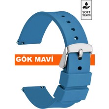 Trendburada 18MM-20MM-22MM-24MM Gök Mavisi Renk Soft Silikon Saat Kordonu Kayışı A72 GOK