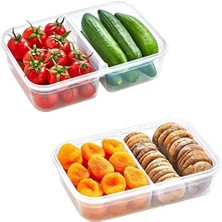 Storemax 2 Bölmeli Sızdırmaz Contalı Kilitli Kapaklı 1 Litre Erzak Saklama Kabı -LC505