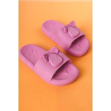 Craftique Pembe Kız Çocuk Terlik Kaydırmaz Tabanlı Hayvan Figürlü Kreş Havuz Günlük Yaz Ayakkabı