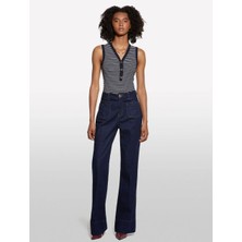 Sisley   Pamuk Karışımlı Önü Yama Cepli Bol Paça Denim Pantolon