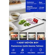 Just Art 1 Adet Paslanmaz Çelik Büyük Boy Mutfak Kesme Tahtası Et Sebze Doğrama Tahtası