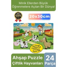 Svein Premium Eğlenceli Eğitici Öğretici Geliştiren Oyun Deneyimi Ahşap Puzzle Çiftlik Hayvanları 24 Parça