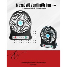 SHN USB Girişli Taşınabilir Masaüstü Mini Fan – 3 Kademeli Hız, Şarjlı, Işıklı, Sessiz Çalışma