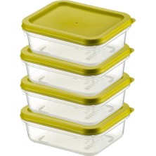 Storemax 4 Adet Buzdolabı Organizeri – Pp Plastik Şeffaf ve Ayarlanabilir Saklama Kabı, Gıdaları Taze Tutan Fresh Box, Çok Amaçlı,mikrodalga ve Bulaşık Makinesi Uyumlu (Yeşil, 500 Ml)