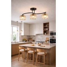 Eslight Ahu 3’Lü Kristal Taşlı Modern Salon Mutfak Yatak Odası Avize