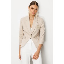 Ekol Modailgi Kelebek Yaka Truvakar Kol Nakış Detaylı Yarım Astarlı Ceket  70048