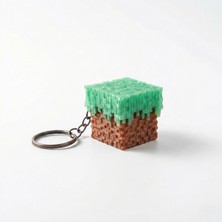 Atatuğ Hediyelik Minecraft Çim Bloğu Anahtarlık - Stres Atıcı Fidget Oyuncak