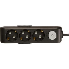 SHC4200 Multi-Let 3'lü 2 Metre Priz, Siyah, Anahtarlı, Topraklı, Çocuk Korumalı