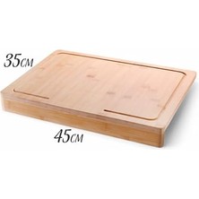 Tezgah Üstü Bambu Kesme Tahtası, Kaymaz Ekmek Tahtası, Kenarlı Kesme Tepsisi Büyük Boy (45CM*35CM) - Tezgah Üstü Bambu Kesim Panosu Antibakteriyel ve Hijyenik, Dayanıklı ve Sağlam.