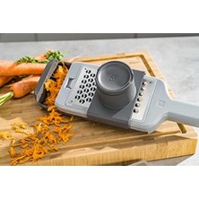 Z-Cut Çoklu Rende, Çok Fonksiyonlu, Paslanmaz Çelik, 4 Değiştirilebilir Bıçak Ucu, Iki Yönlü Sürtünme Teknolojisi, Entegre Toplama Tepsisi, Gri